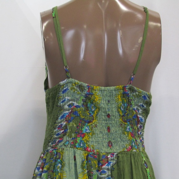 Anthropologie Barok Paris Sleeveless V-Neck Tiered Dress Green - Picture 9 of 10